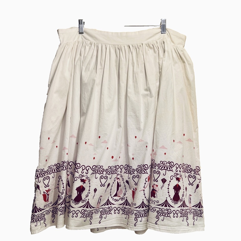 Disney Her Universe Mary Poppins‎ Returns Swing Skirt White Cotton Lined Plus 2X